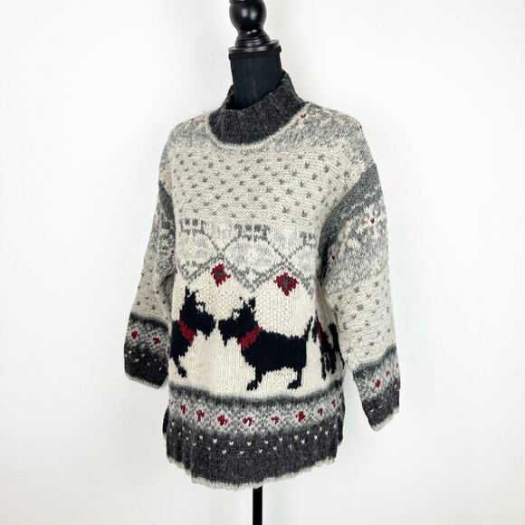 VTG Hand Knit Metropolitan Chunky Sweater Tunic Wool Blend Scottish Terrier Md - Picture 3 of 9